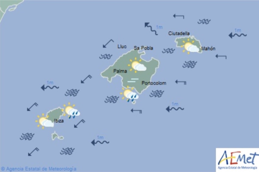 EL TIEMPO/ Posibles chubascos débiles al sur de Baleares