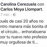 Cerezuela felicita a Moyà por Facebook por su nuevo trabajo