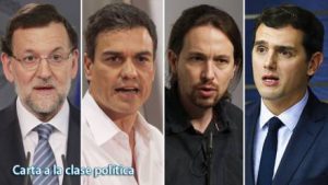 Mariano Rajoy, Pedro Sánchez, Pablo Iglesias, Albert Rivera,