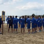 El Atlético Baleares entrenaba esta mañana en la playa de Portals Nous