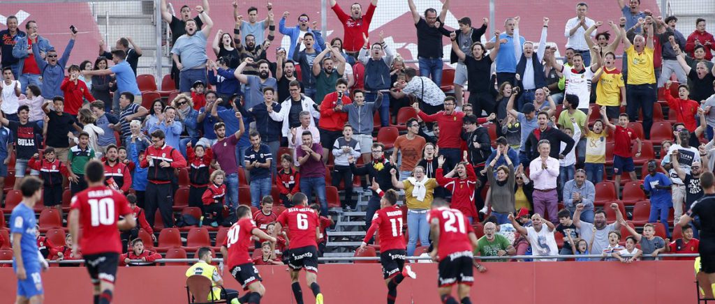 El Mallorca celebrando el gol de la victoria