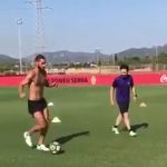 Mario Suárez, ex del Real Mallorca, entrenando en la Ciudad Deportiva de Son Bibiloni