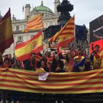 Decenas de personas protestan a favor de la unidad de España en Piccadilly Circus