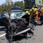 Rescatan a un conductor atrapado tras un accidente en la carretera de Manacor
