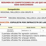 18 partidos de sanción para un jugador de la Tercera Regional de Mallorca