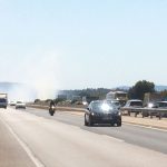 Retenciones a la altura de Consell por una furgoneta que arde en la autopista