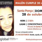 Convocan una nueva concentración en Santa Ponça para celebrar el 20 cumpleaños de Malén Ortiz, desaparecida desde 2013