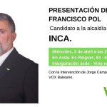 Francisco Pol, de VOX Inca, promete "desarrollar la Ronda Norte" y ampliar la plantilla policial