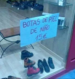 botas de piel de niño