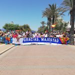 Manifestaciones en Platja de Palma, a favor y en contra, de la visita real