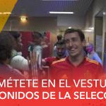 La alegría del vestuario de España tras golear a Alemania en Sevilla