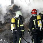 Bombers de Mallorca trabajan en la extinción de un incendio en una nave agrícola de Manacor