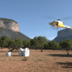 Un dispositivo aéreo retira los residuos del Castell d’Alaró